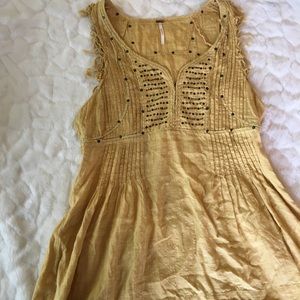 FREE PEOPLE studded yellow top